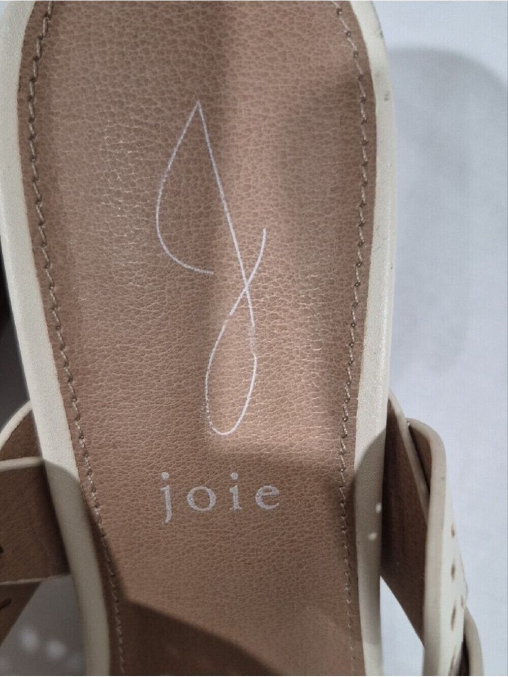 Joie Cream Braided Laser-Cut Slide Block Heel Sandals - Picture 5 of 8